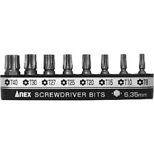 Bộ 8 mũi bắn vít hoa thị lỗ T8, T10, T15, T20, T25, T27, T30, T40 Anex AK-51P-B8T