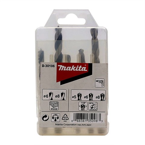 Bộ mũi khoan gỗ và sắt 5/6/8mm Makita D-30106