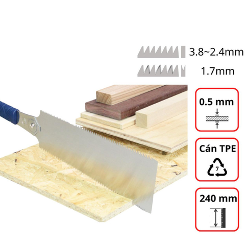 Cưa cắt mộng gỗ 2 lưỡi 0.5mm cán nhựa 240mm Nhật Razor Saw Gyokucho RZ661