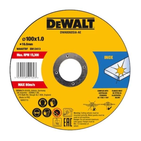 Đá cắt kim loại 100x1.0x16mm inox Dewalt DWA8060SIA-AE