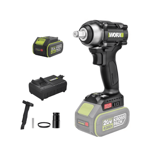 Máy bắn bu lông pin 20V 400Nm Worx WE272.14.6B (1 pin 4Ah + 1 sạc 6Ah)