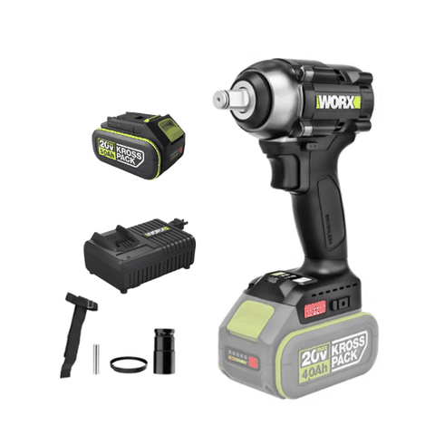 Máy bắn bu lông pin 20V 400Nm Worx WE272.15.6B (1 pin 5Ah + 1 sạc 6Ah)