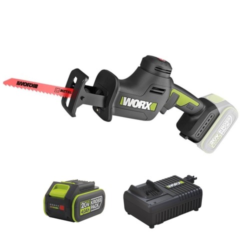 Máy cưa kiếm dùng pin 20V Worx WU500.14.6B (1 pin 4Ah + 1 sạc 6Ah)