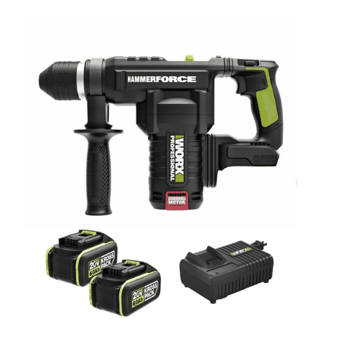 Máy khoan đục bê tông pin 20V, 5J Worx WU399.2 (2 pin 6Ah + 1 sạc 6Ah)