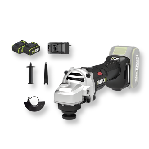 Máy mài góc 100mm pin 20V, 3 tốc độ Worx WU806.1 ( 2 pin 4.0Ah, 1 sạc 2Ah)