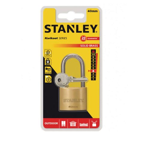 Ổ khóa cửa đồng thau càng dài ngàm rộng 40mm Stanley S742-043