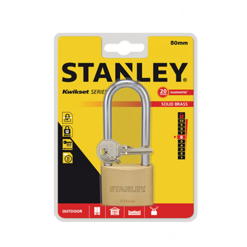 Ổ khóa cửa đồng thau càng dài ngàm rộng 50mm Stanley S742-044