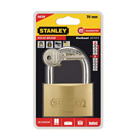 Ổ khóa đồng thau càng tiêu chuẩn ngàm rộng 70mm Stanley S742-034