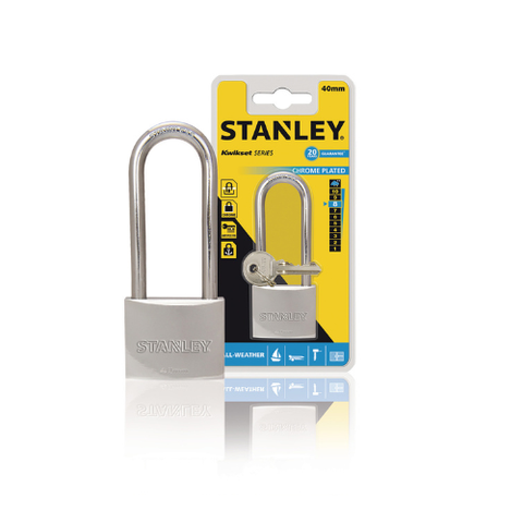 Ổ Khóa STANLEY USA Chrome trắng càng dài rộng 40mm S742-016