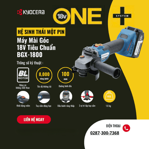 Thân máy mài góc pin 18V tiêu chuẩn 100mm không chổi than Kyocera BGX-1800
