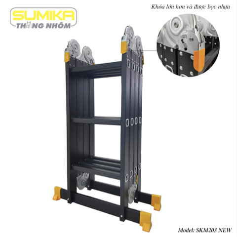Thang nhôm gấp đa năng 4 đoạn dài 3.58m SUMIKA SKM203 New