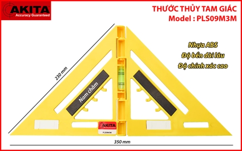 Thước ke góc có thủy Akita PLS09M3M