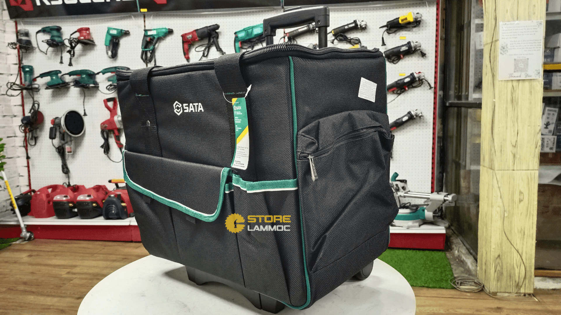 Túi đồ nghề có bánh xe và tay đẩy 430x240x380mm Sata 95188 - 4